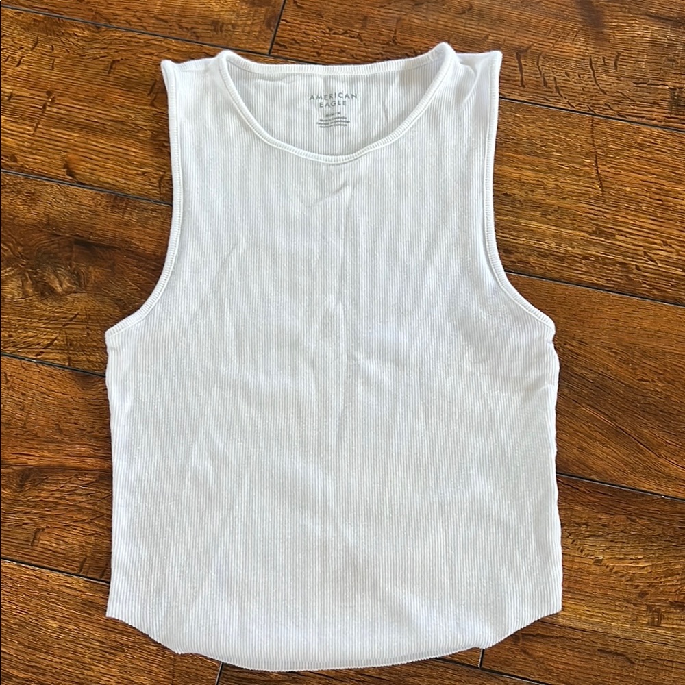 American Apparel White Ribbed Sleeveless Tank